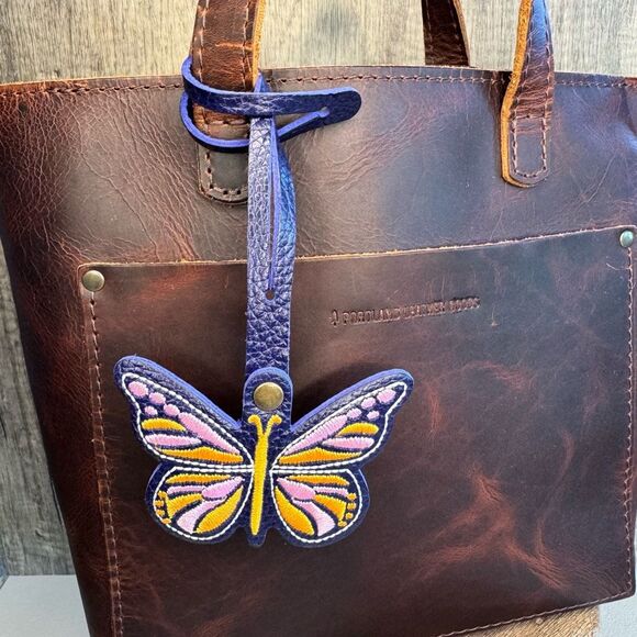 COBALT Portland Leather Butterfly  Charm FAST SHIP Monarca Charm - Picture 1 of 4
